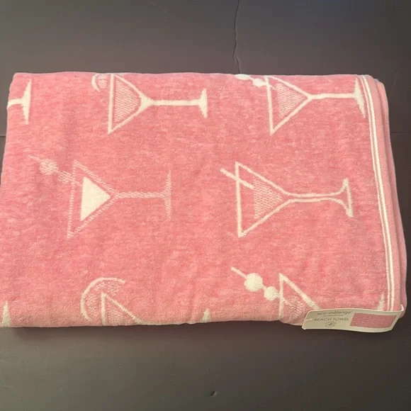ECO-MELANGE BEACH TOWEL - Pink Martini Glass Patterned - Reversible - Picture 6 of 12